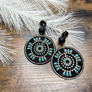 Ball Detail Woven Round Drop Earrings